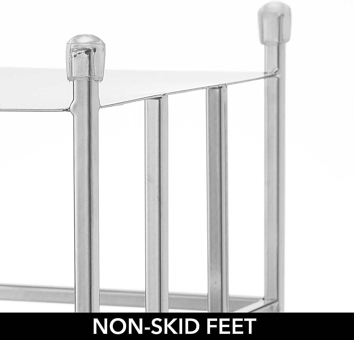 mDesign Chrome Toilet Paper Reserve Stand 3Jumbo Roll Storage