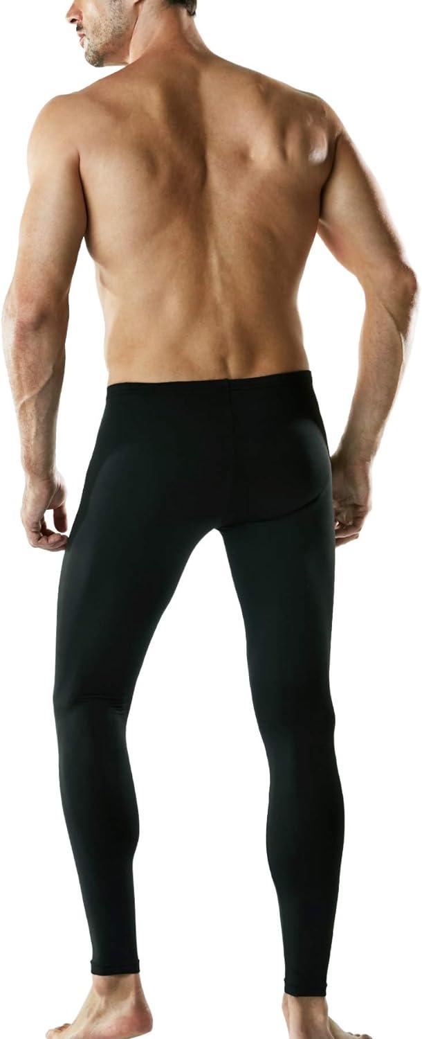 TSLA Men's Thermal Underwear Pants Heated Warm Fleece Lined Long Johns Leggings  Winter Base Layer Bottoms Thermal Fly-front 2pack Black Large