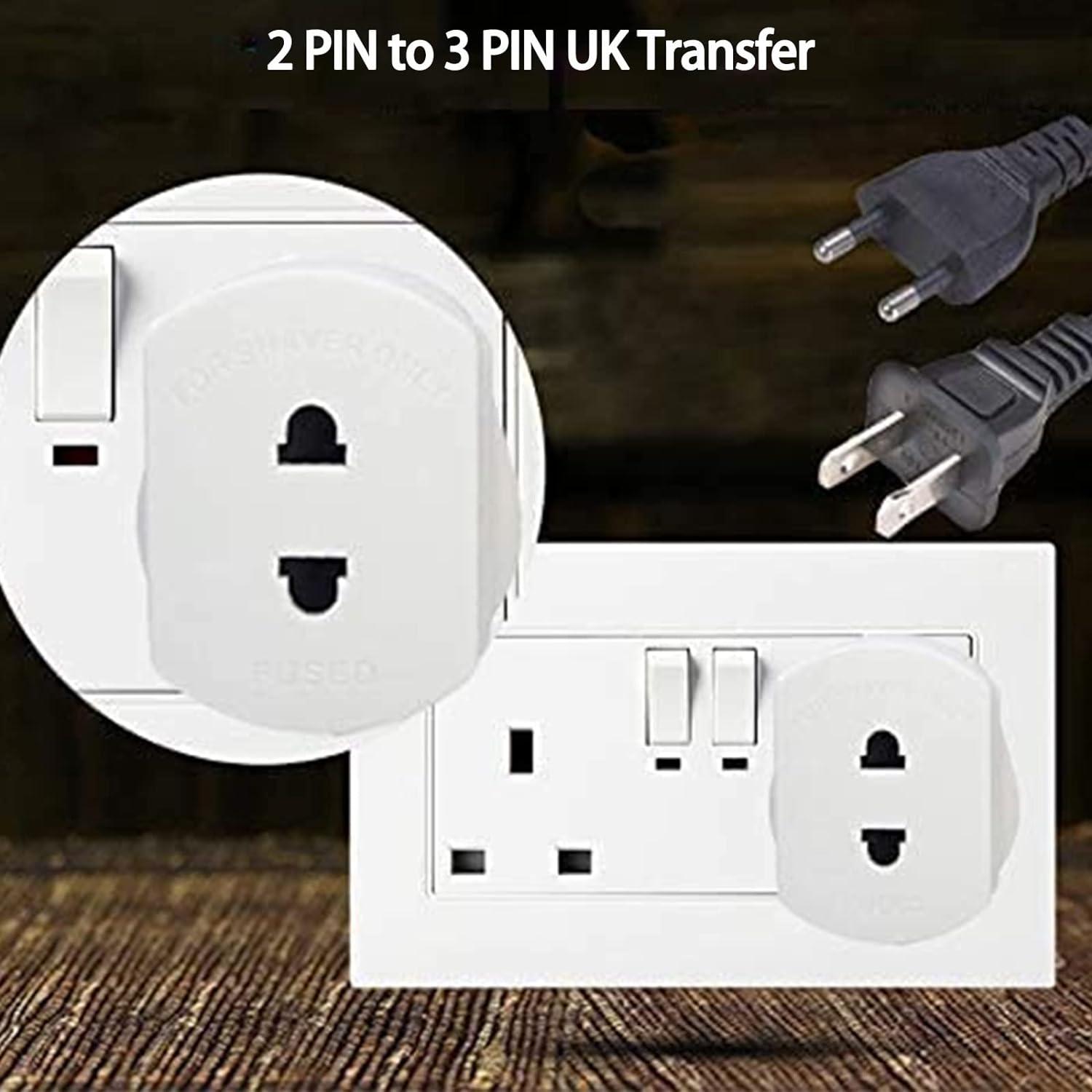 Plug Rj 45 Adattatore Da Spina Euro 2 Puntali A UK 3 Pini - Per Rasoi Elettrici E Spazzolini Da Denti, Colore Bianco Adattatore Viaggio Rasoio Spazzolino - Foto 10