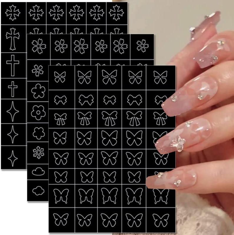  Vezocim 6 Sheets Airbrush Stencils Nail Stickers Butterfly  Flower Moon Star Heart Cross French Nail Decals Printing Template Stencil  Tool DIY Nail Designs Nail Art Decorations : Beauty & Personal Care