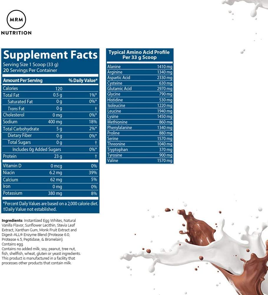 MRM Natural Egg White Protein Vanilla 1.5 lbs HighQuality Protein