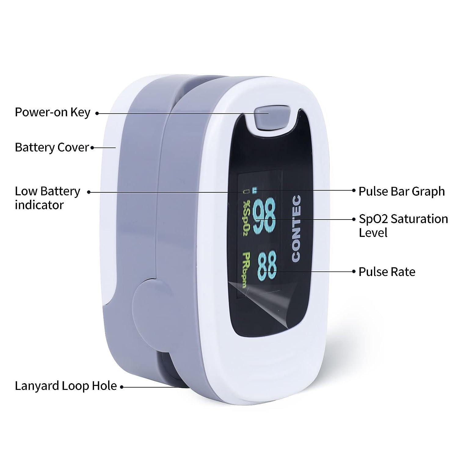 CONTEC CMS50NA Pulse Oximeter Fingertip Blood Oxygen Monitor SpO2 PR Value Waveform Grey