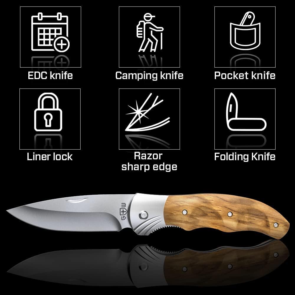 Gentleman's Folding Pocket Knife with Wood Handle Sharp Blade for