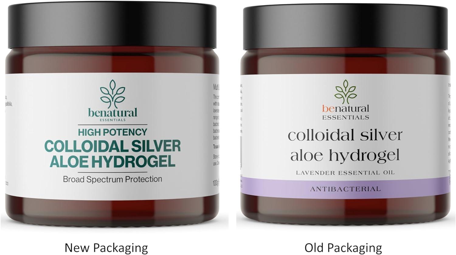 Benatural Essentials Premium Colloidal Silver Aloe Hydrogel 100g Soothing Gel for Minor Burns