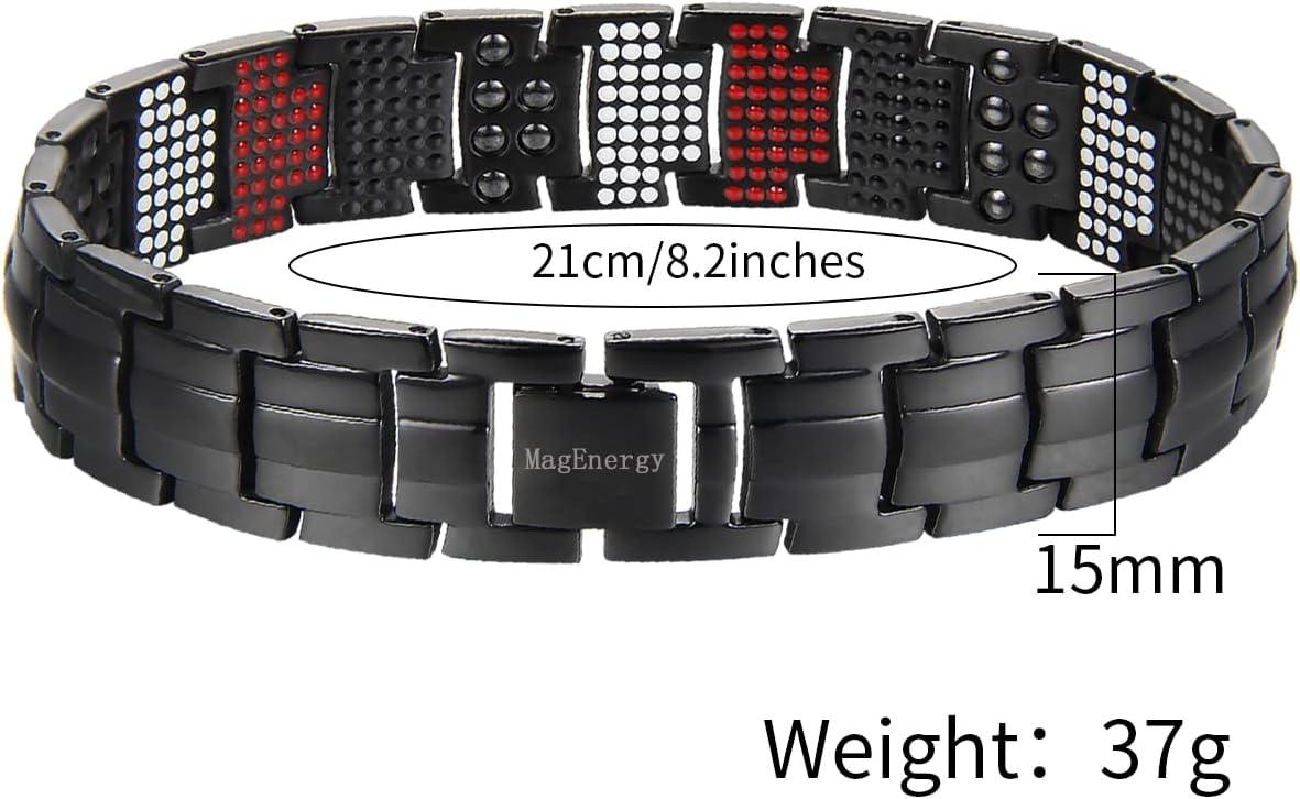 MagEnergy Bracciale Uomo In Titanio Puro 99,9% Con 4 Elementi E Magneti - Ipoallergenico, Regolabile, Regalo - 5