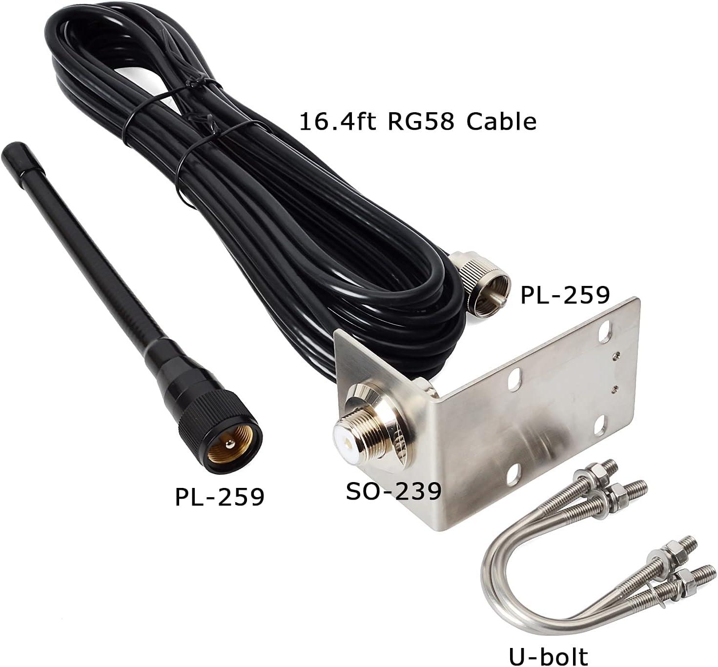 TWAYRDIO VHF Marine Antenna 156163 MHz 50W 6.5in Stubby Antenna