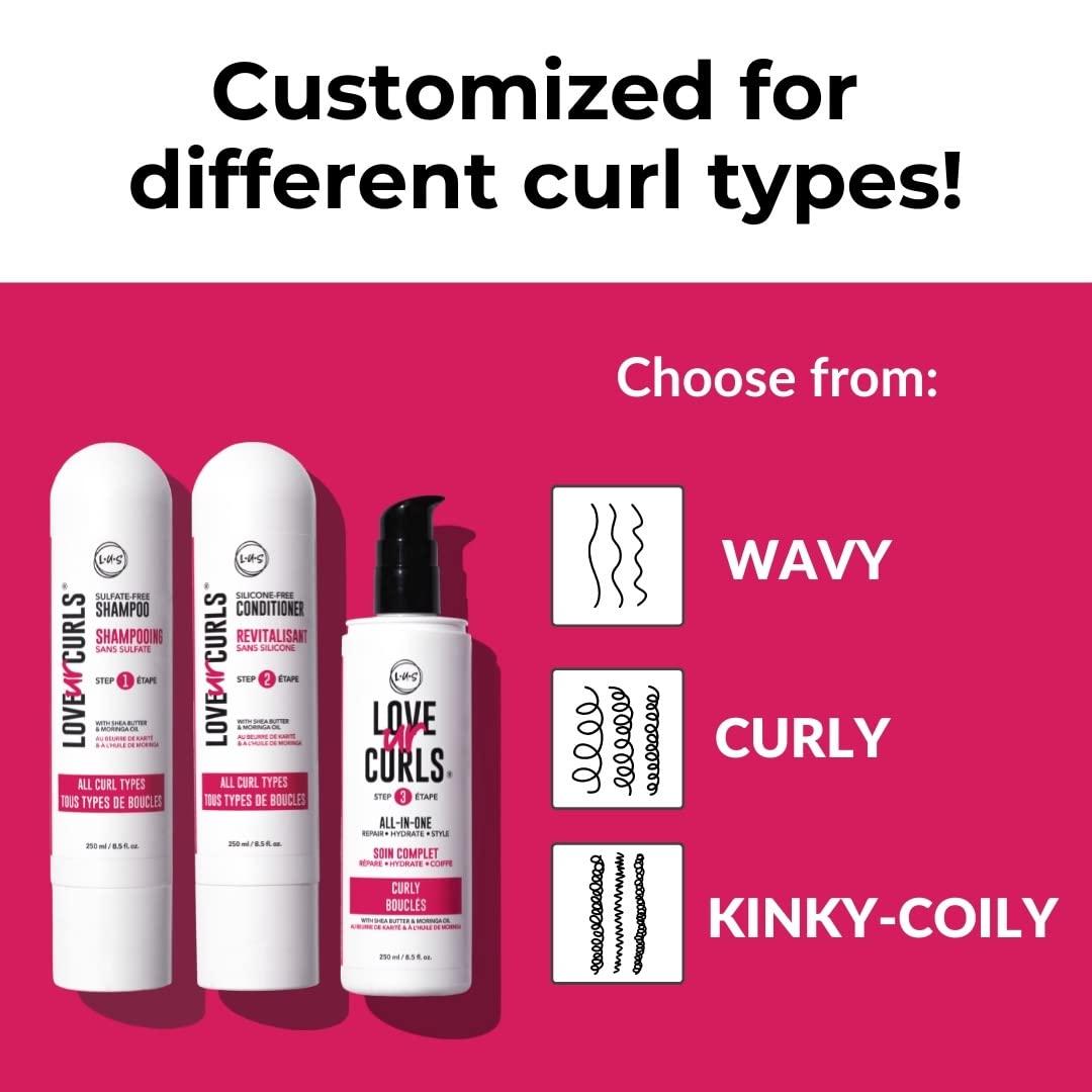 LUS Brands Love Ur Curls for Curly Hair, 3Step System Shampoo and