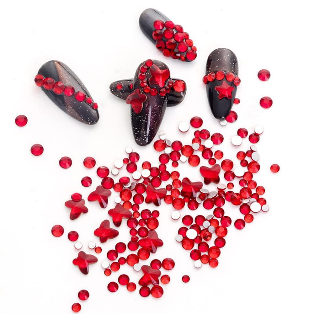 Glamorous Red Nail 3D Crystal Festoon