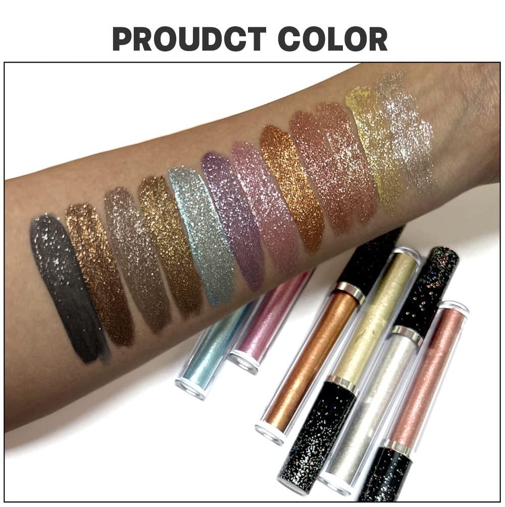 12 Sparkling Colors Liquid Glitter Eyeshadow Set - Long