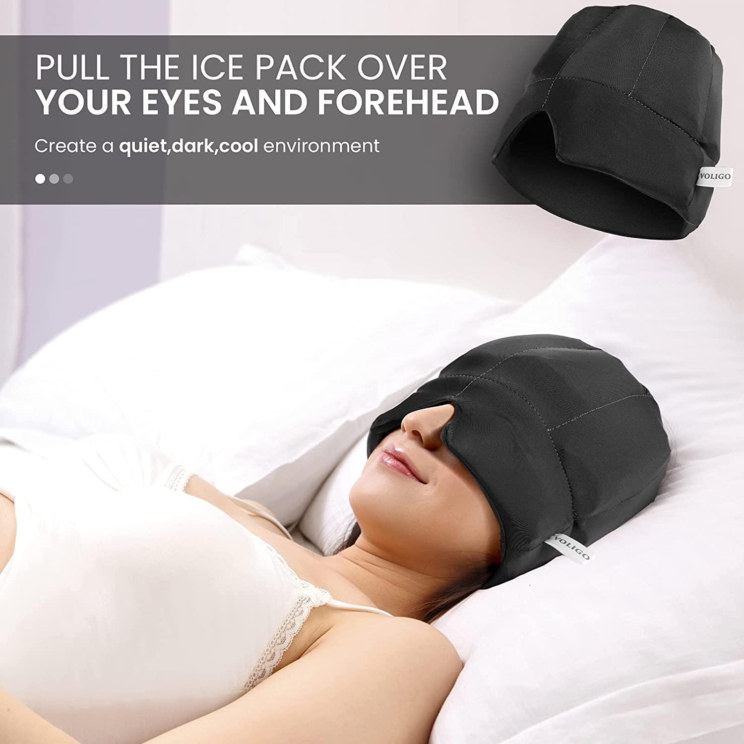 Gel Ice Headache & Migraine Relief Hat Wearable Flexible Headband Ice