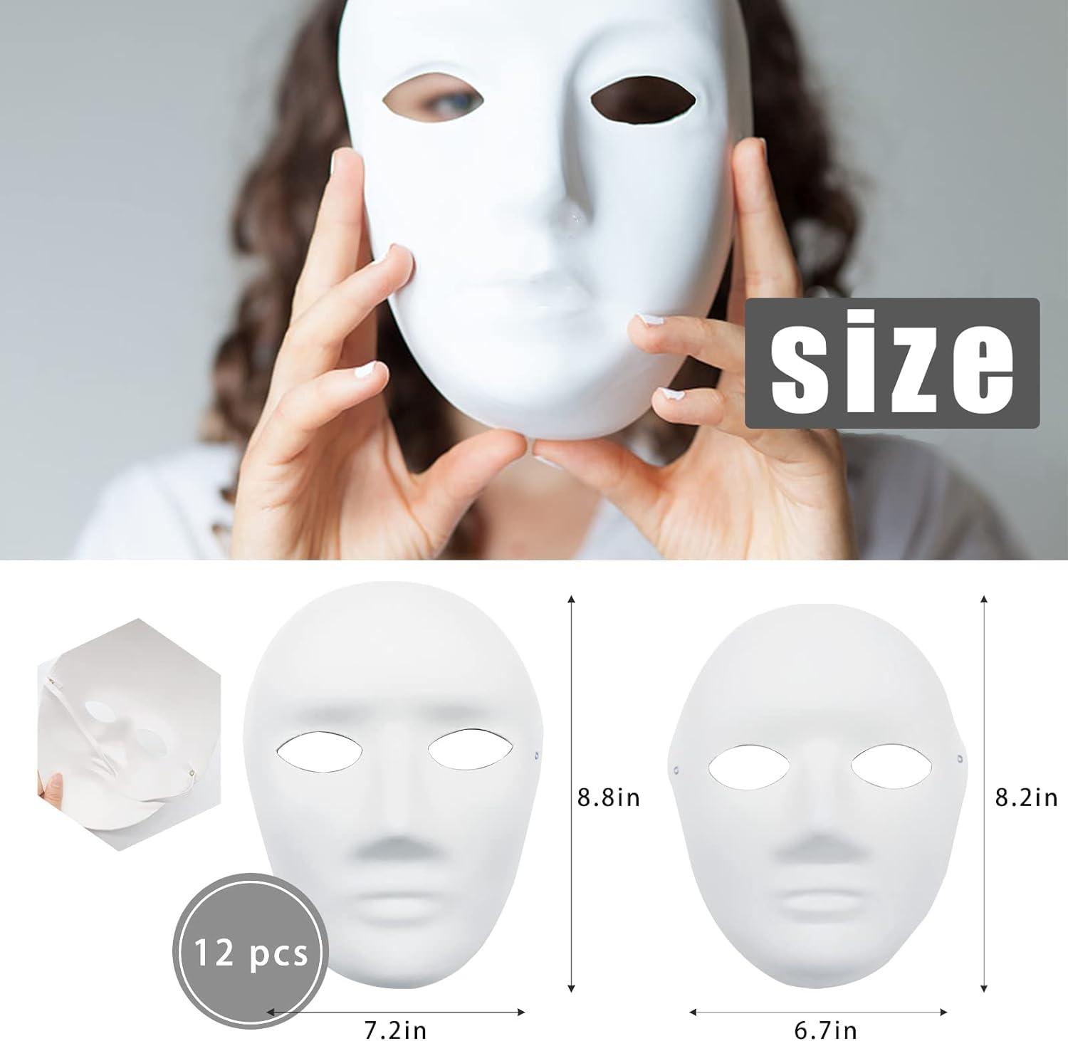12 Pack DIY Full Face Masks Paper Mache Masks for Halloween Paintable