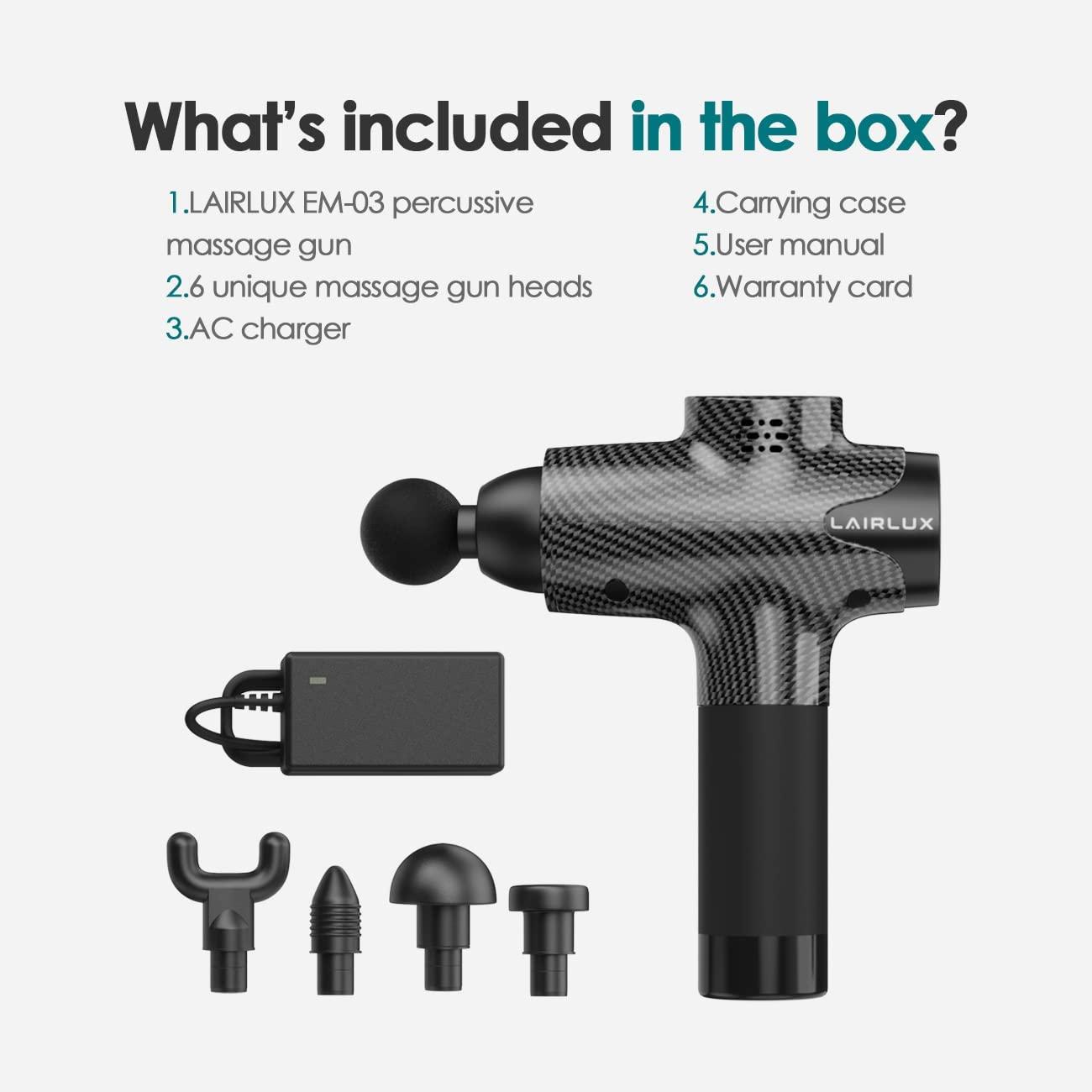 LAIRLUX Massage Gun Deep Tissue Massager Gun for Muscle Fatigue