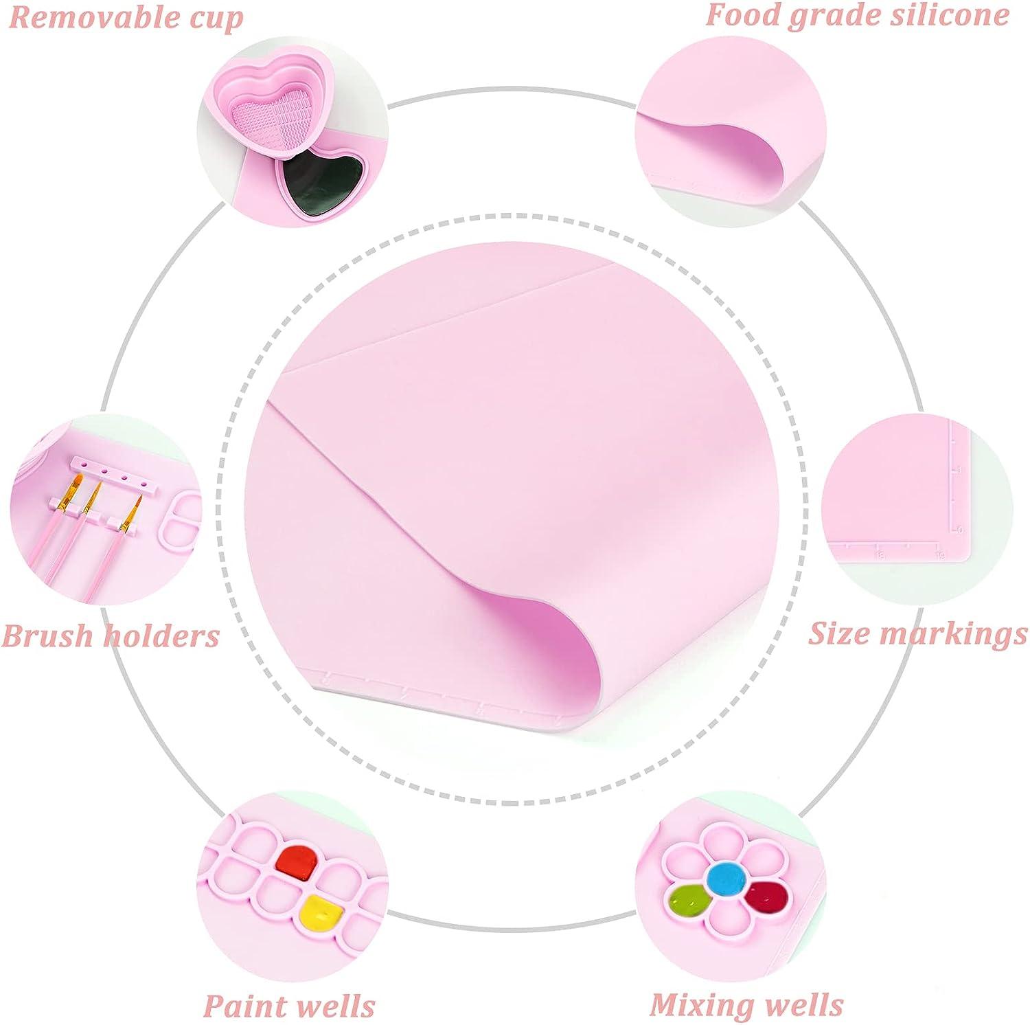 Silicone Painting Sheet Soft Craft Mat Placemat with Paint Cup and