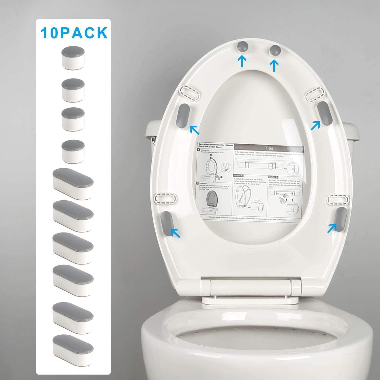 10Piece Universal Toilet Seat Bumpers with 2 TPE Pads Strong Adhesive Ideal for Home, Hotel