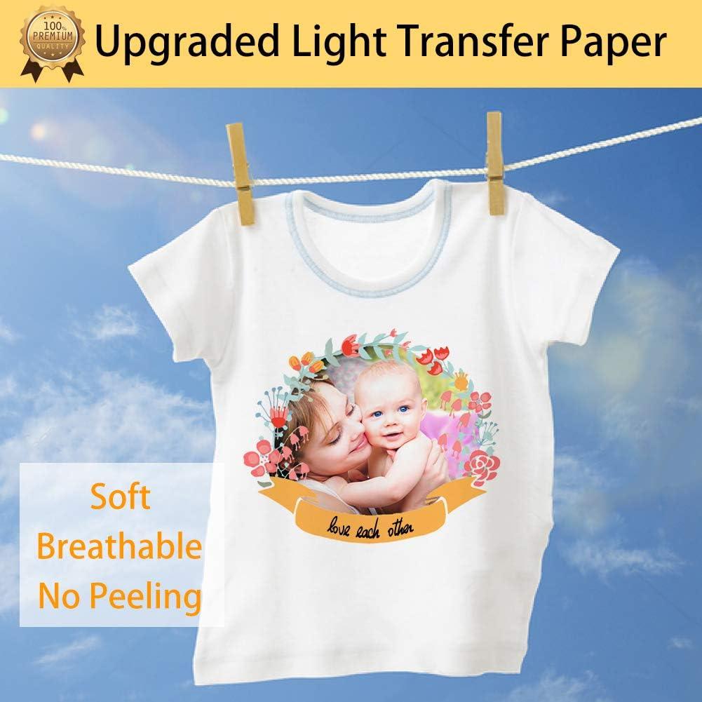 TransOurDream Upgraded Iron on Heat Transfer Paper for T Shirts (100 Sheets, 8.5x11) Iron-On Transfers Paper for Light Fabric Printable Heat