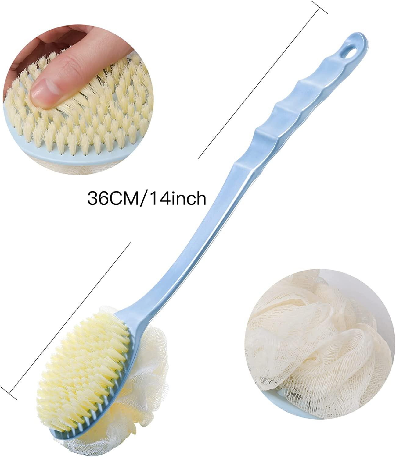 3Pack Back Shower Body Brushes for Wet or Dry Double Side Long Handle