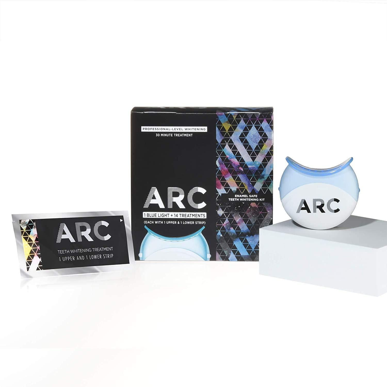 ARC Teeth Whitening Strip Kit with Blue Light, 28 Strips (14 Count Pack)