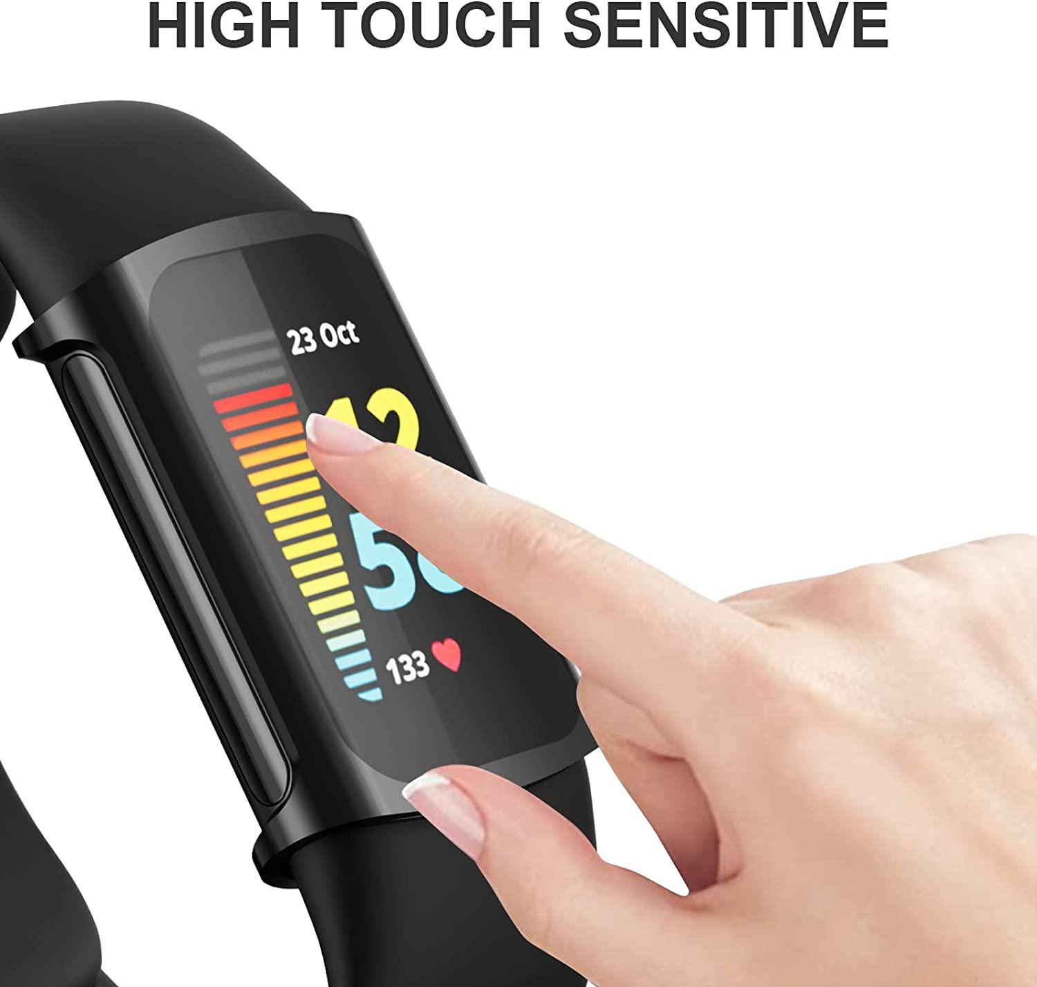 Cuteey 4 Pack Screen Protector for Fitbit Charge 5 Only,Slim Soft Full TPU Cover Case for Fitbit