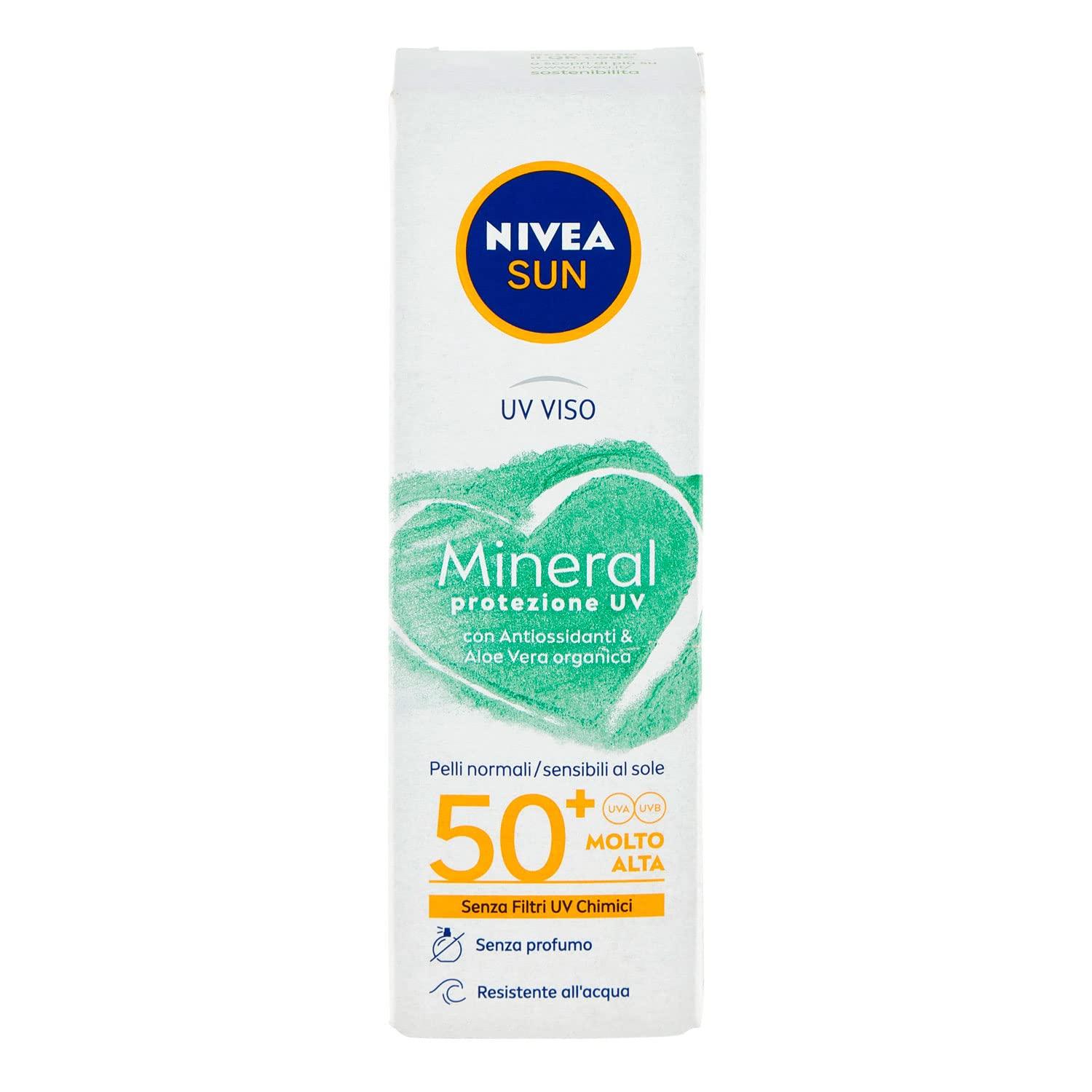 Nivea Sun UV Face Cream Mineral FP50+ - Vegan Biodegradable Sunscreen with  100% Mineral Filters & Aloe Vera - 50 ml | Buy Now with Express  International Delivery | GoSupps.com
