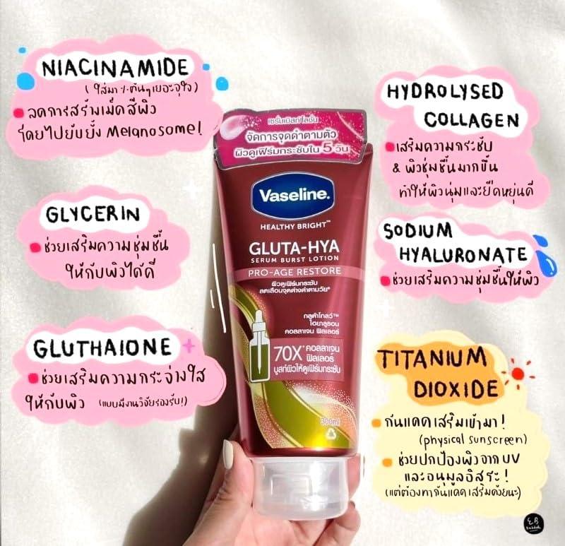 Vaseline Gluta-Hya Pro-Age Restore Serum Burst Body Lotion - Intensive  Rejuvenation & Hydration with Collagen & Hyaluronic Acid - 300ml | Buy Now  with Express International Delivery | GoSupps.com