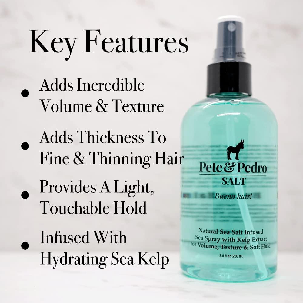 Pete & Pedro SALT - Natural Sea Salt Spray for Hair Men & Women, Instant  Thickness, Volume, Texture, and a Light Hold | As Seen on Shark Tank,   oz.  Fl Oz (Pack of 1)