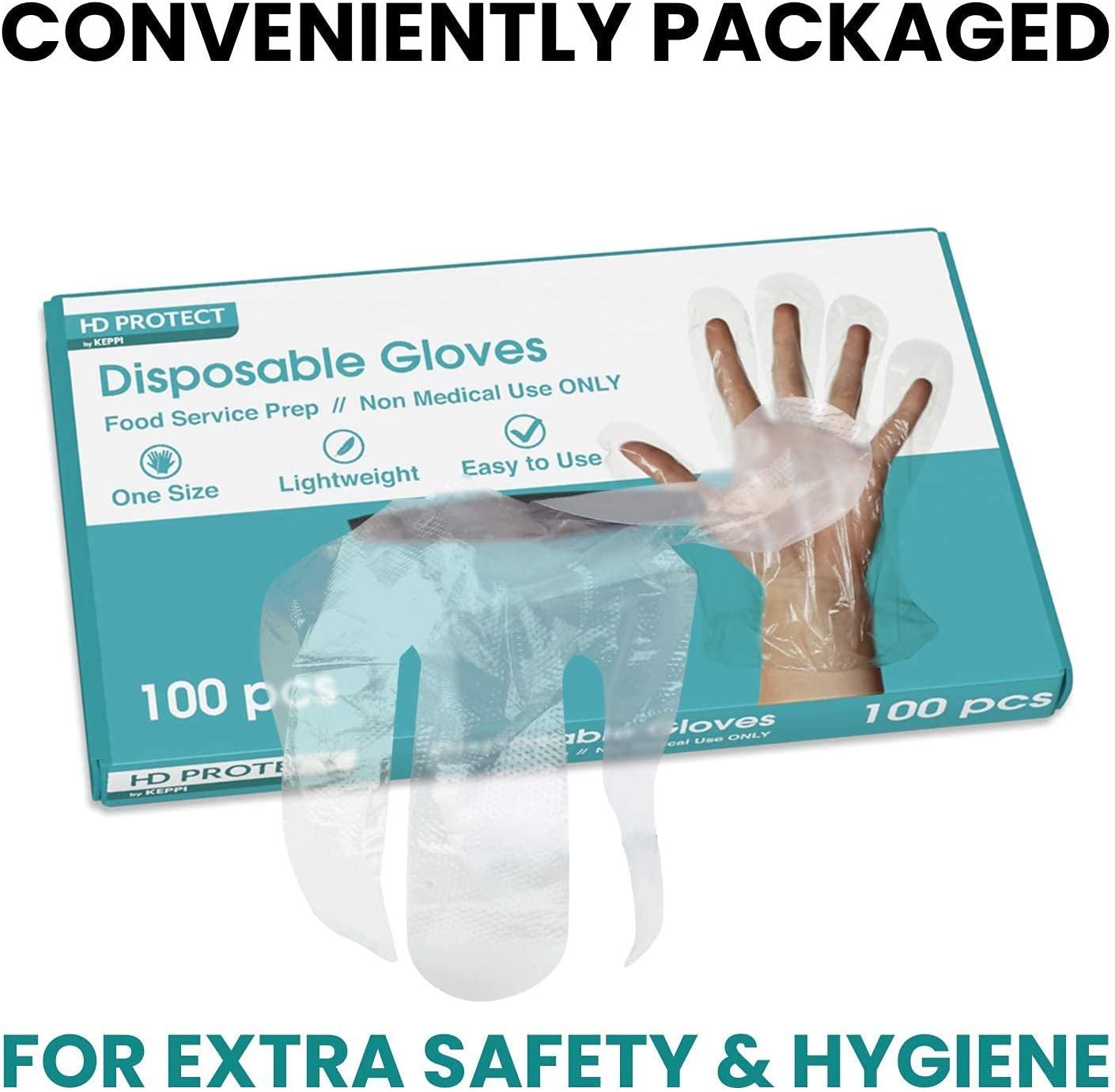 100 Pack Disposable Plastic Gloves for Food Prep and Cleaning Bulk