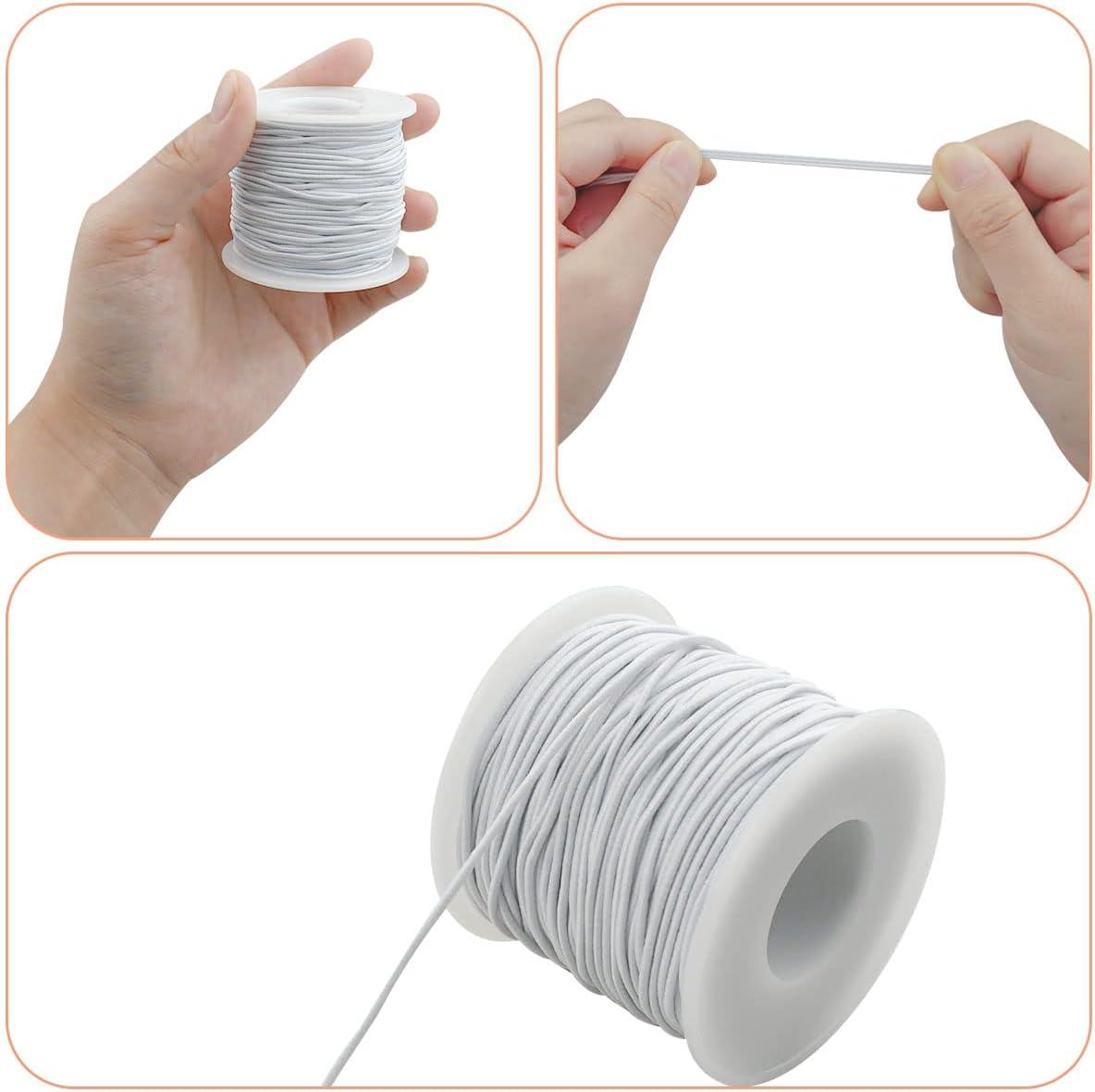 Stretchy String for Bracelets, 4 Rolls 1 mm Sturdy Elastic String Elastic Cord  for Jewelry Making, Necklaces, Beading (2 Black+ 2 White)