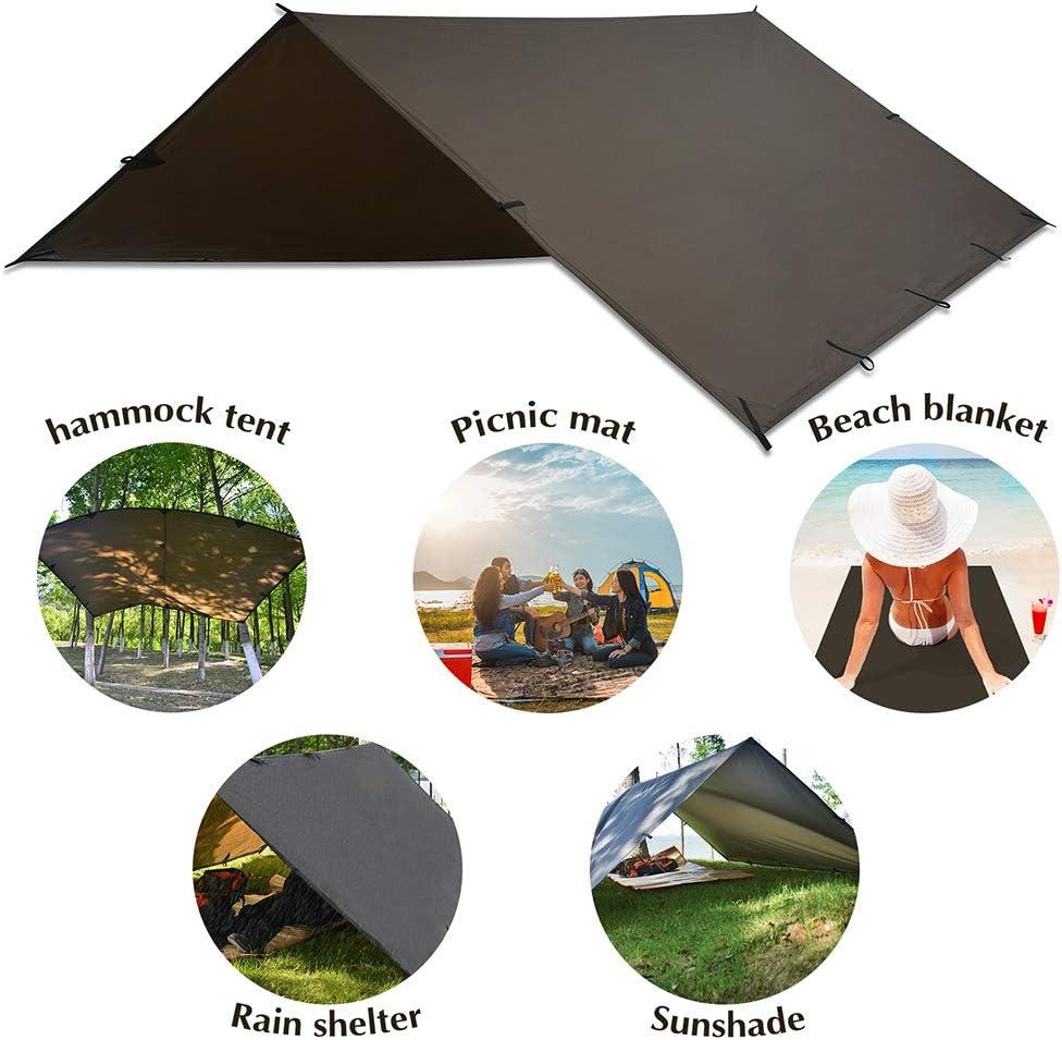 Camping Tent Tarp,Hammock Rain Fly Tarp,10X10FT/10X15FT Waterproof Tarp