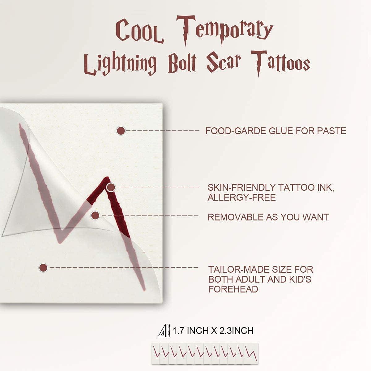 Wizard Lightning Bolt Scar Temporary Tattoos Set of 24 for Halloween