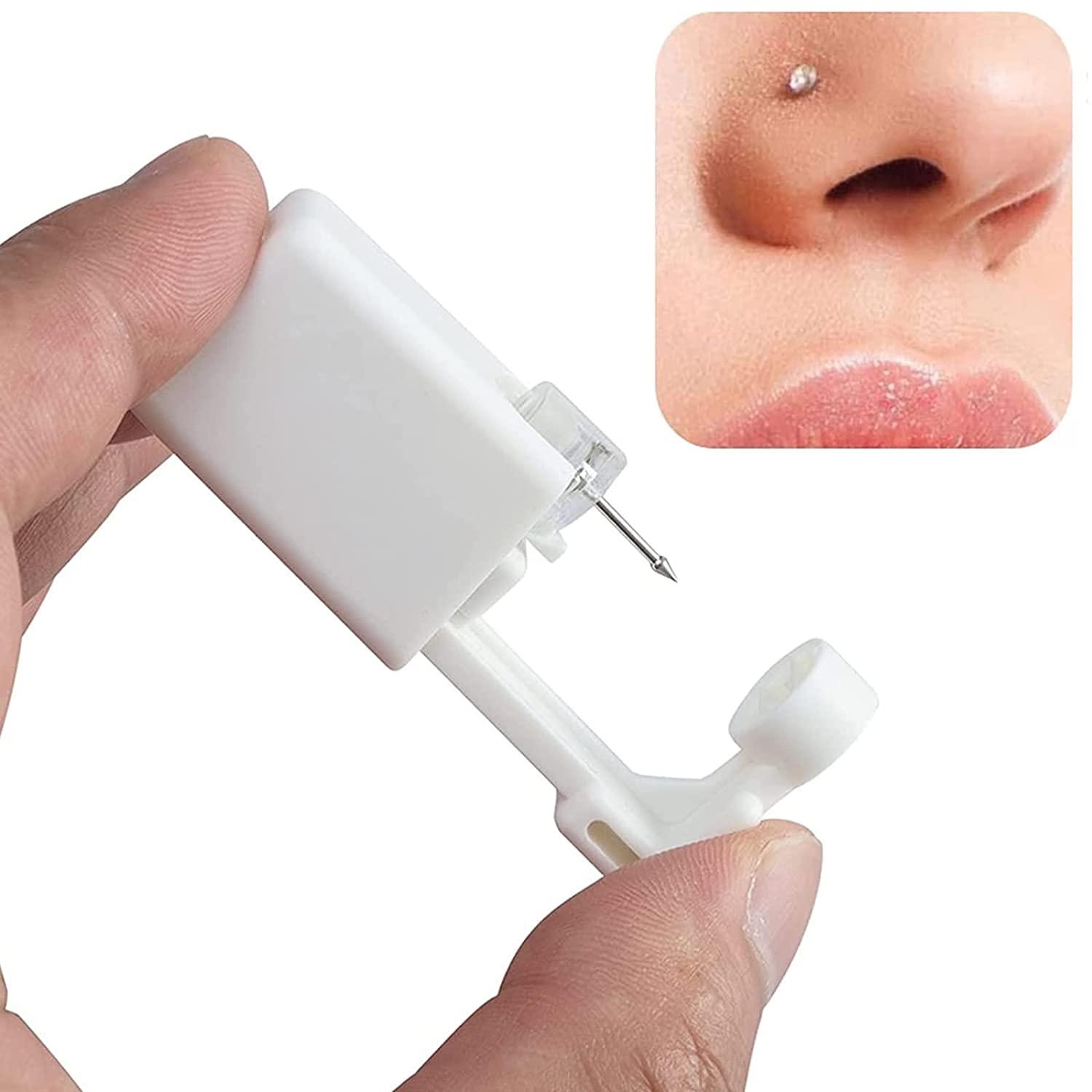 2 Pcs Painless Nose Piercing Kit With 10 Pcs Nose Studs Disposable
