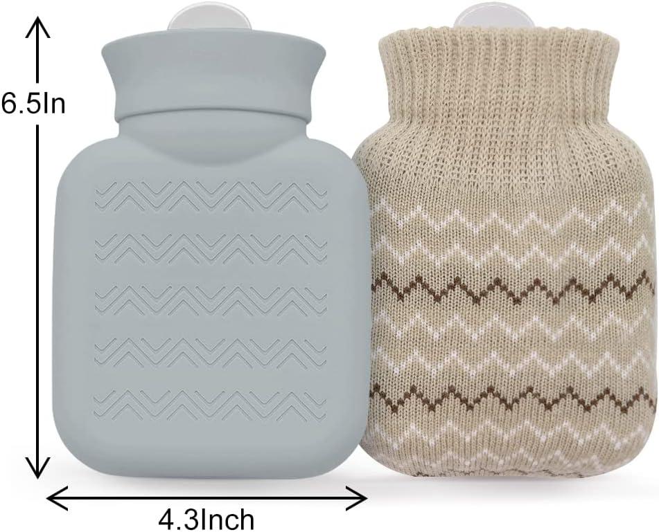 320ml Hot Water Bottle with Knited Cover Mini Hot Water Bag for Pain Relief  Waist Back Neck Shoulders Small Leak Proof Hot Water Bottle with Removable  Cover for Women Kids Best Gifts