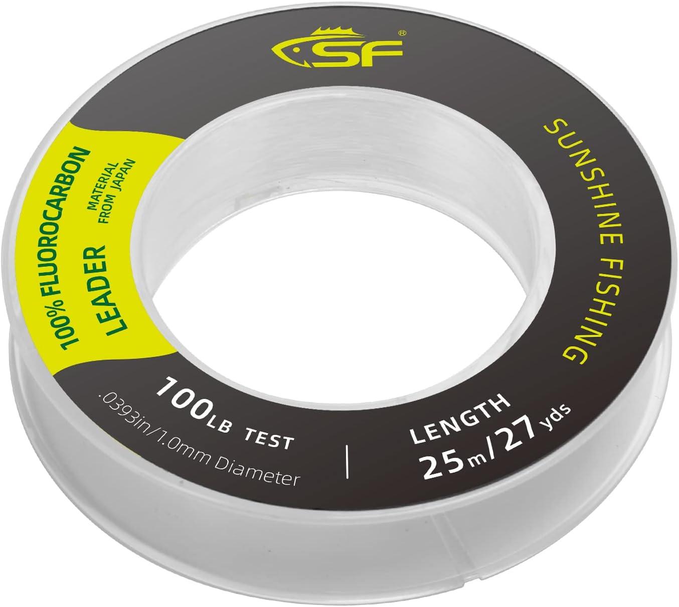 SF 100% Pure Fluorocarbon Leader Material Fishing Line Clear 6/8/10/12/15/20/25/30/40/50/60/80/100LB  Virtually Invisible Sink Fast for Saltwater Freshwater 55Yds-6LB