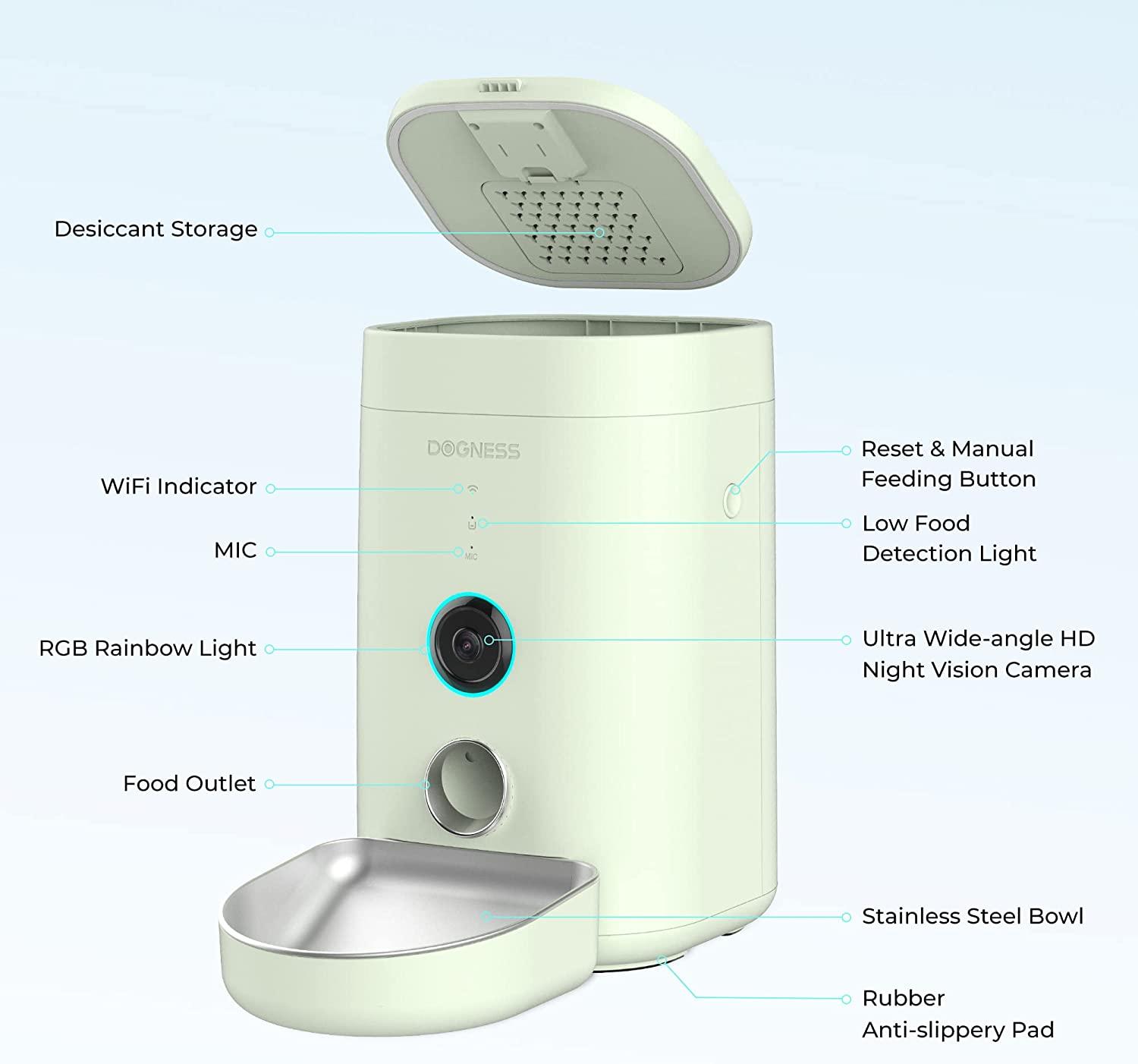 DOGNESS Automatic Cat Feeder with Camera 1080P HD Video Night