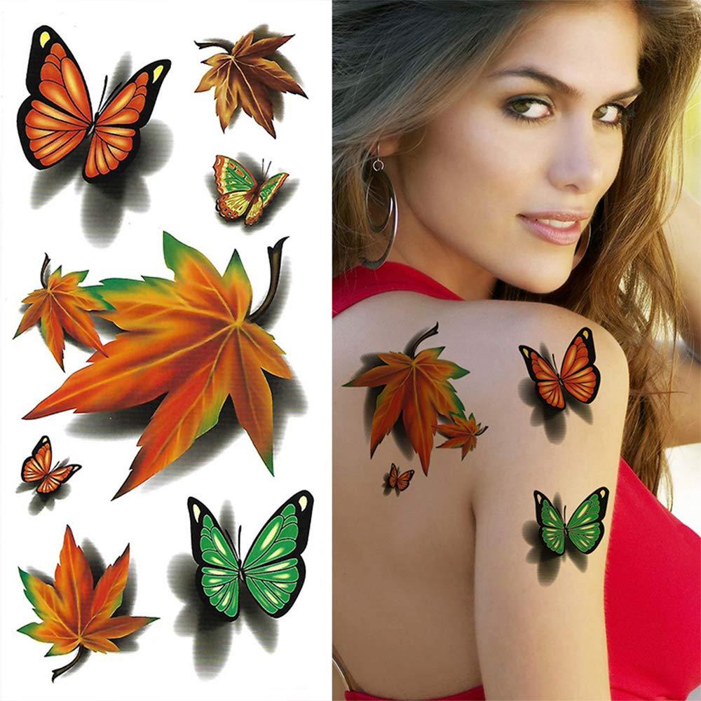 Temporary Tattoos for Women 8 Large sheets 3D Butterfly Tattoo Stickers  Waterproof Flowers Dragonfly for Girls. (style 2)