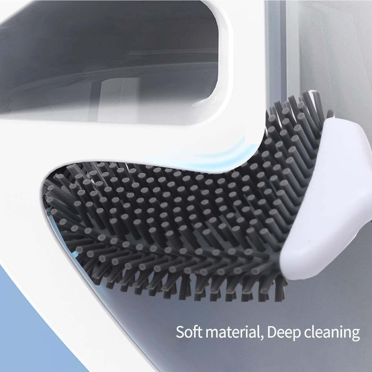 Long Handle Toilet Cleaning Brushes for Bathroom Bendable Silicone Brush  Head