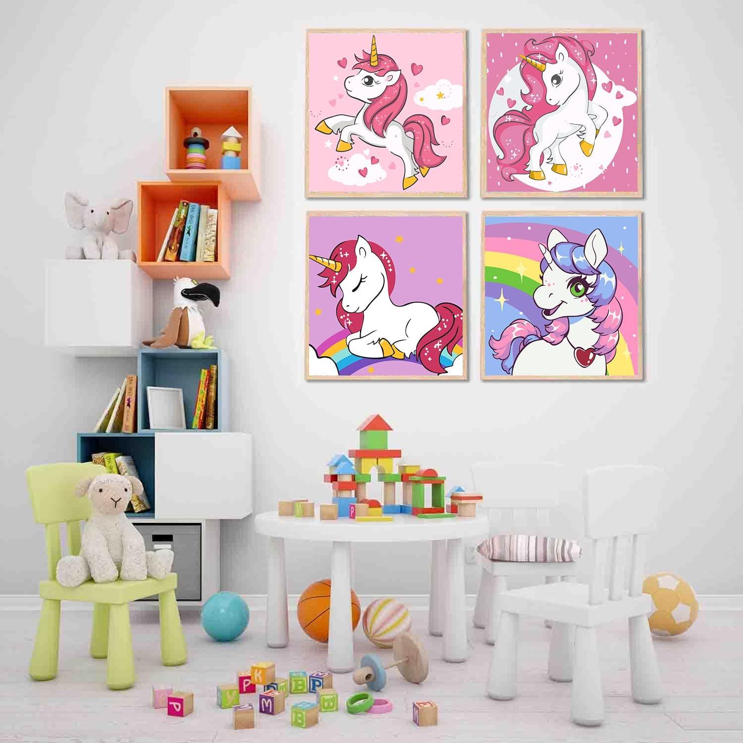 Paint By Numbers Canvas Art Draw Artist Painting Oil Kit Home Decor Unicorn  Kids