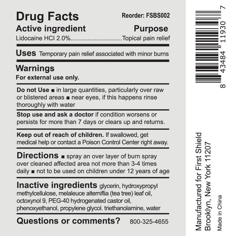 First Shield First Aid Burn Spray Topical Numbing Spray with Lidocaine