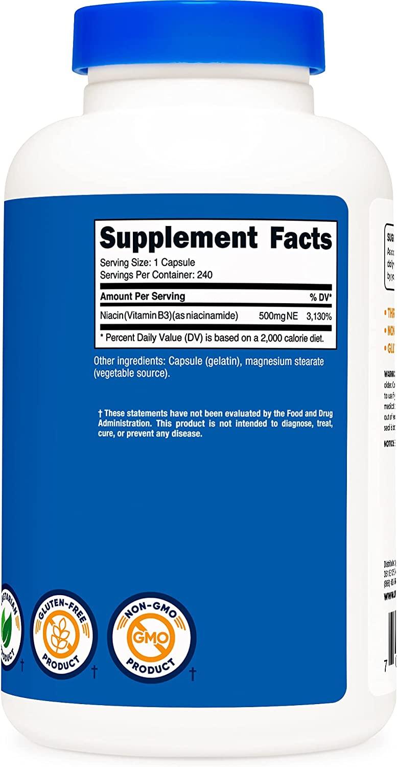 Nutricost Niacinamide 500mg Vitamin B3 240 Capsules for Healthy