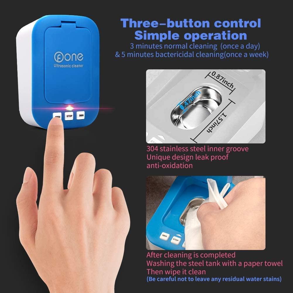 OFONE Ultrasonic Contact Lens Cleaner Case Portable Machine for Soft, Hard, RGP Lenses