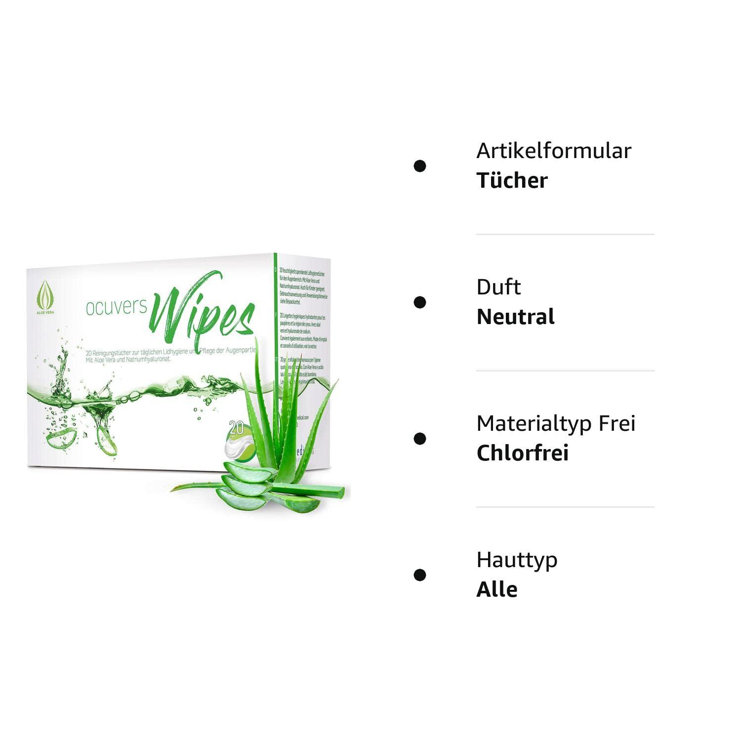 Ocuvers Eye Cleaning Wipes - Hygienic Eyelid Care with Hyaluron & Aloe Vera  | 20 Pads for Dry Eyes Blepharitis & Inflammation | Buy Now with Express  International Delivery | GoSupps.com