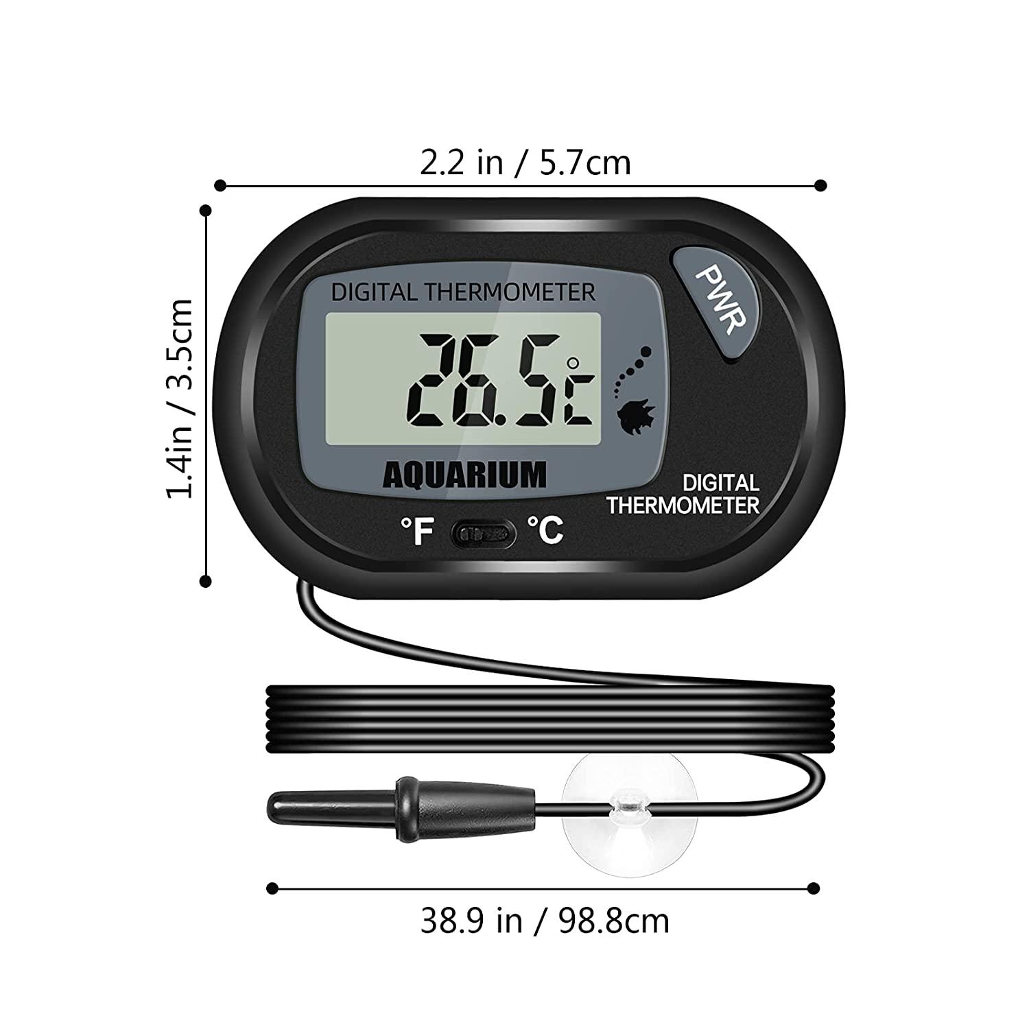 Digital Aquarium Thermometer With Attached Cord (Batteries Not Included)