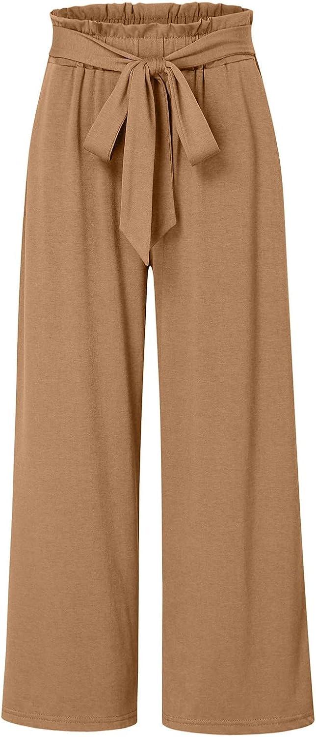 Boho Smocked Pants for Women Cotton Linen Pants Casual Printed
