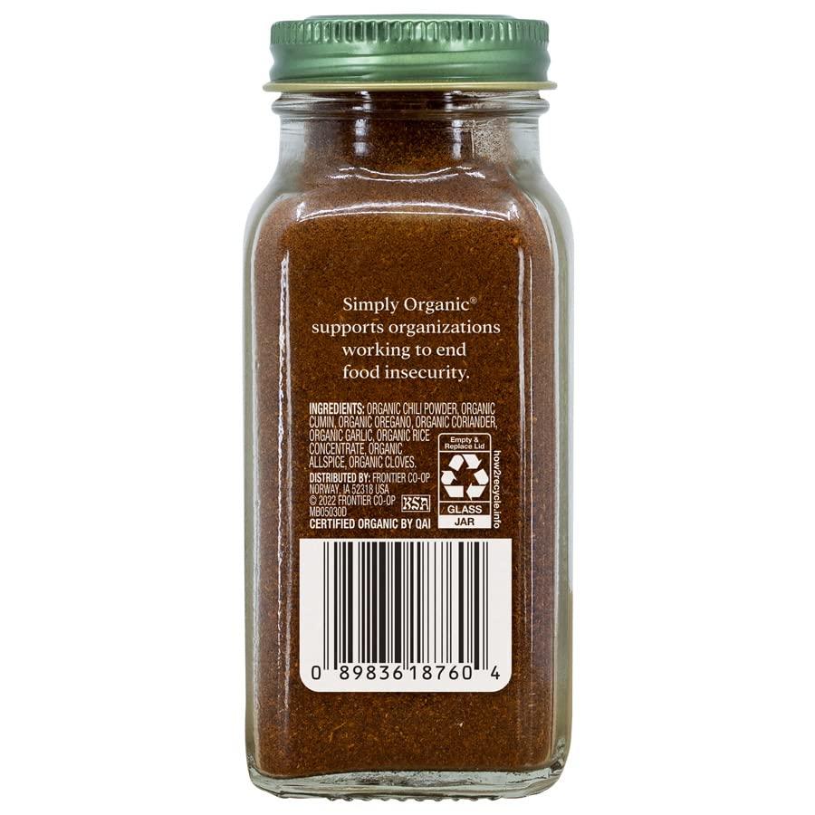 Simply Organic Chili Powder, Certified Organic 2.89 oz 1