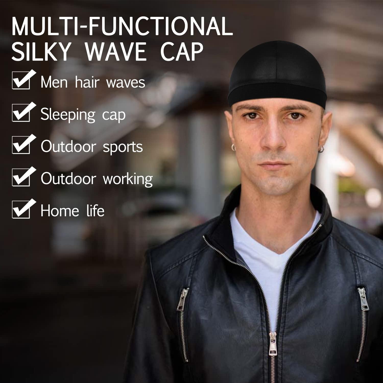 Molain 6Pcs Wave Cap for Men Silky Durags Elastic Band Wave Caps