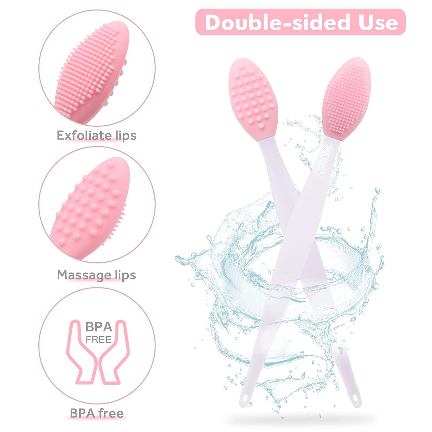 Lip Scrub Tool Silicone Lip Brush Exfoliating DoubleSided Lip Scrubber