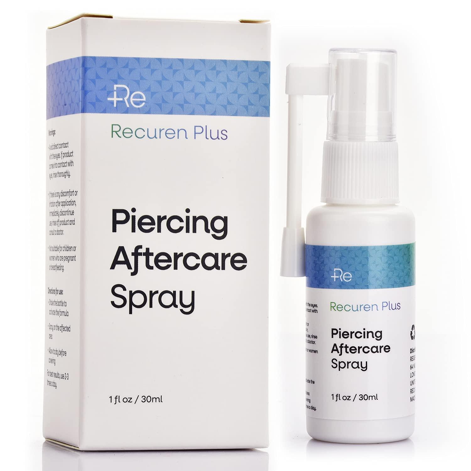 Recuren Plus Piercing Aftercare Spray Shrink Bumps & Heal Ears, Nose