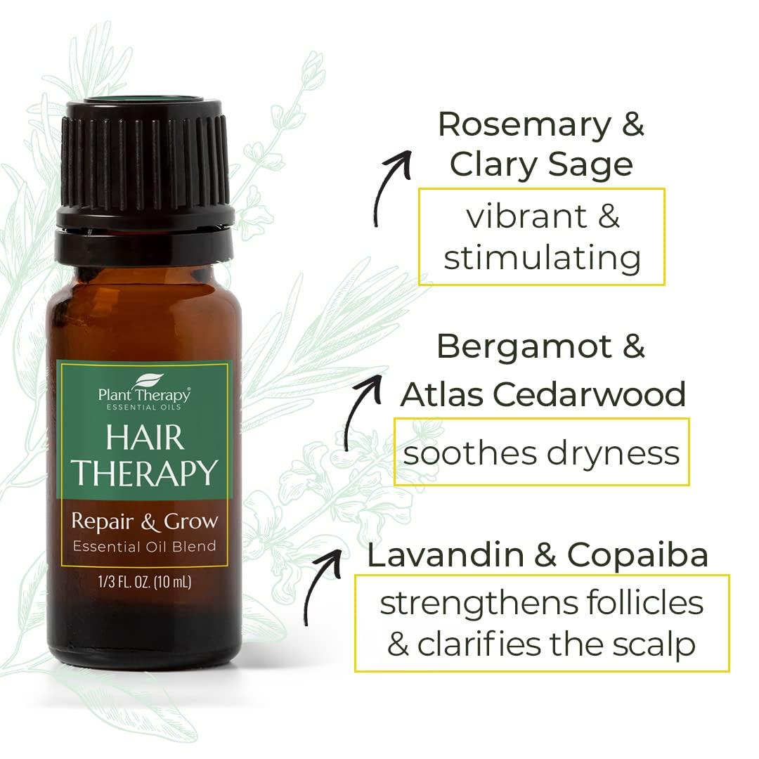Plant Therapy Hair Therapy Essential Oil Blend 10 mL (1/3 oz) Strengthen,  Repair and Grow Hair, 100% Pure, Undiluted, Essential Oil Blend