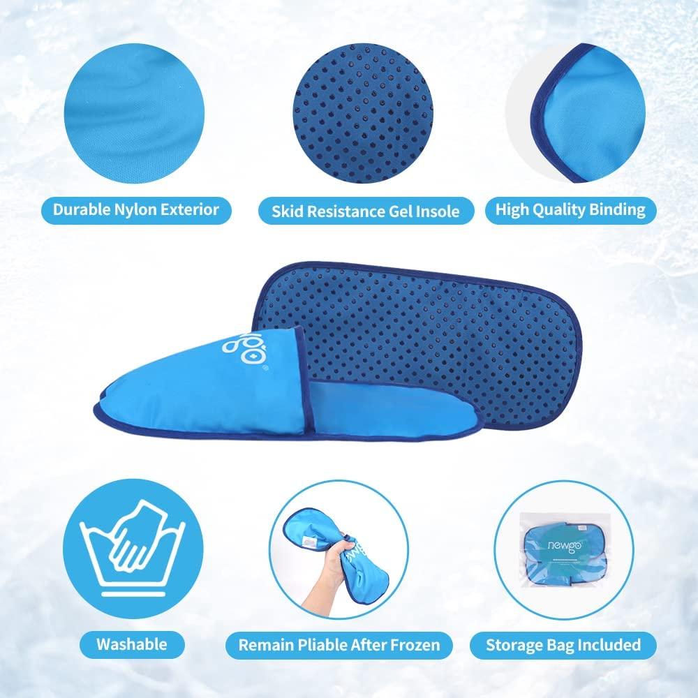 NEWGO Foot Ice Pack Slippers 2 Pack Gel Therapy for Swollen & Painful