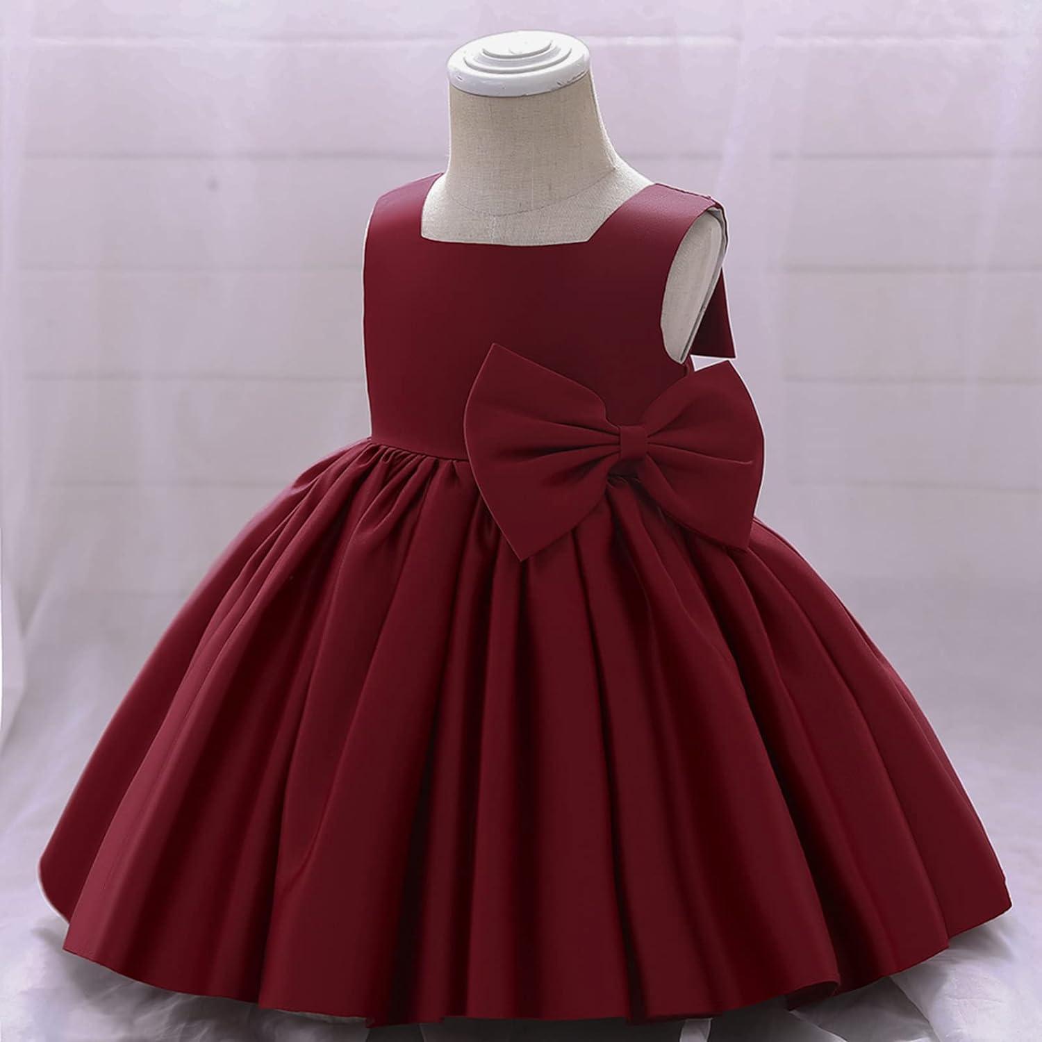 Red Toddler Bridesmaid Flower Girl Dress Princess Bowknot Tutu Gown 6-12  Months | Buy Now with Express International Delivery | GoSupps.com