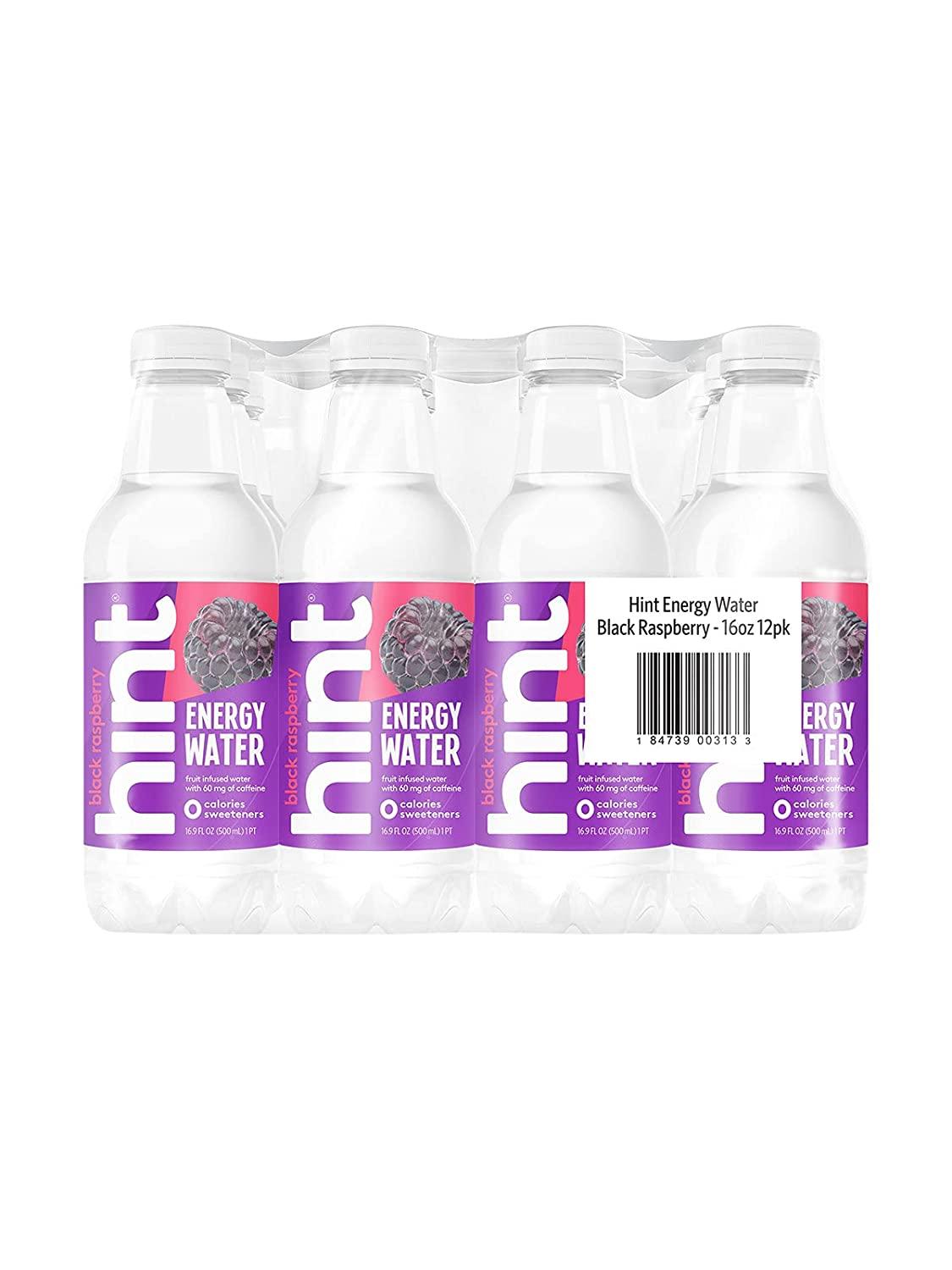 Hint Energy Water Black Raspberry (Pack of 12), 16 Ounce Bottles